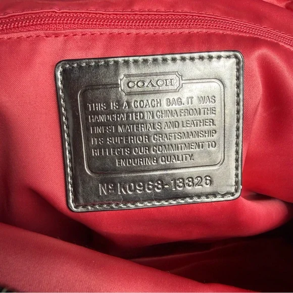 Coach 13826 Poppy Op Art Black Canvas Leather Tote Shoulder Hand Bag Purse EUC - Picture 4 of 16